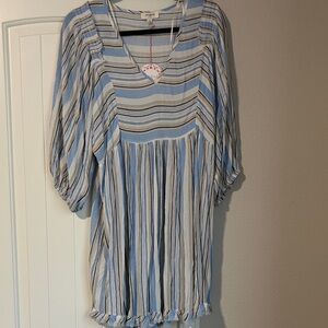 Umgee Blue and White Striped Tunic